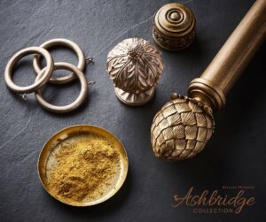 Brass curtain rail and accessories