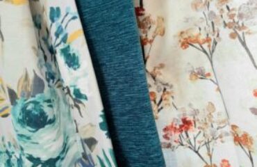 Howes curtains and blinds samples Aqua and terracotta fabric samples stocked by Howes
